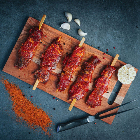 Oksemørbrad Spyd m. Black Garlic Marinade - 5x100g